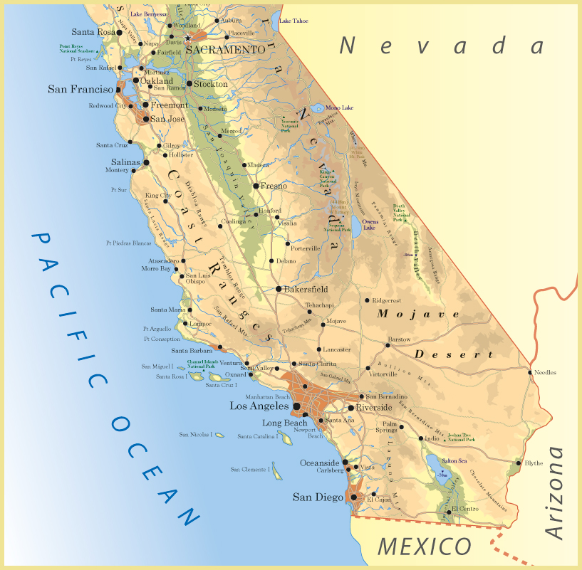 Kalifornien Karte